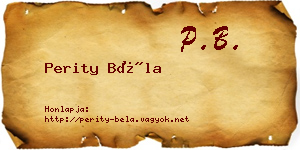 Perity Béla névjegykártya